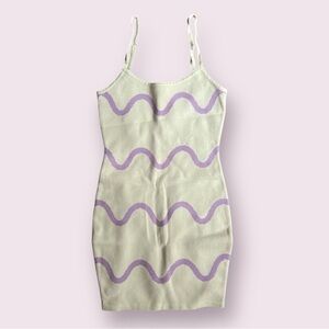 NWT Colorful Natalie Green and Purple Wavy Bodycon Dress